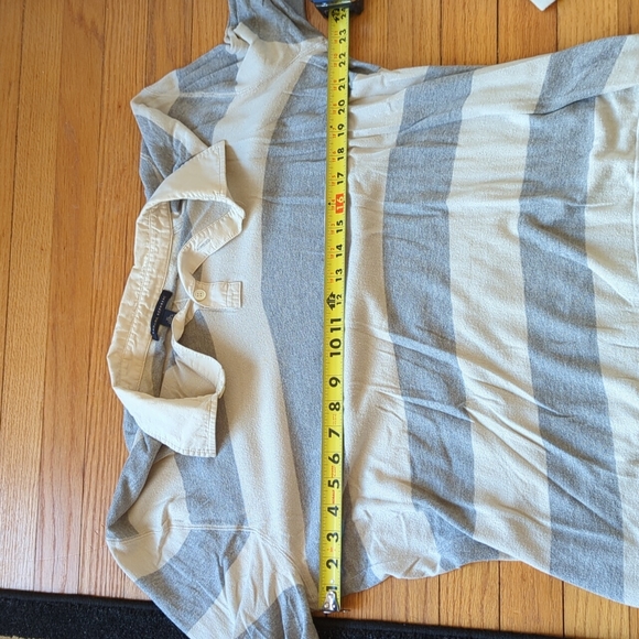 Banana Republic rugby print gray and cream striped collared shirt size XL - Picture 4 of 10